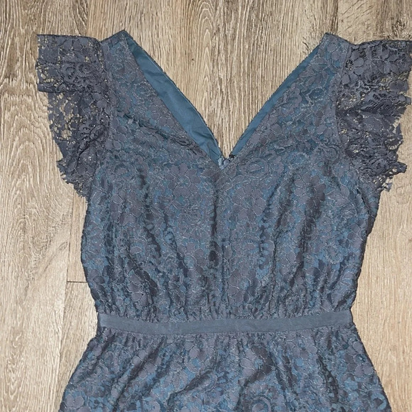 NWT new Madewell Lace feminine Flutter-Sleeve Dress in dusty Blue size 2 - Picture 4 of 11